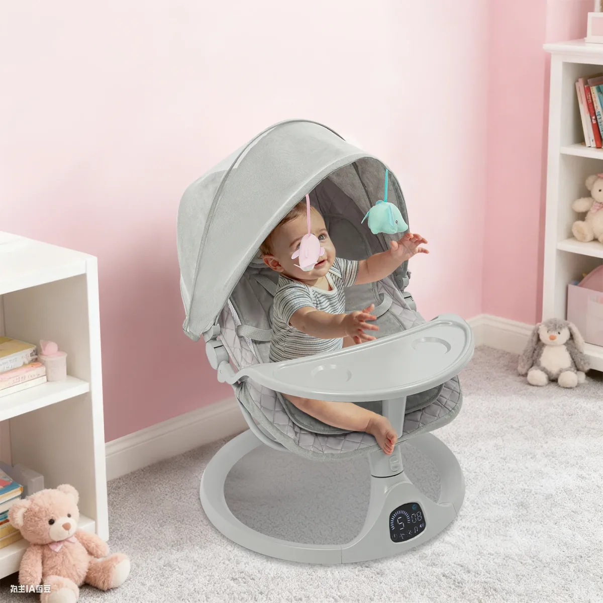 Balancelle électrique bébé gris clair