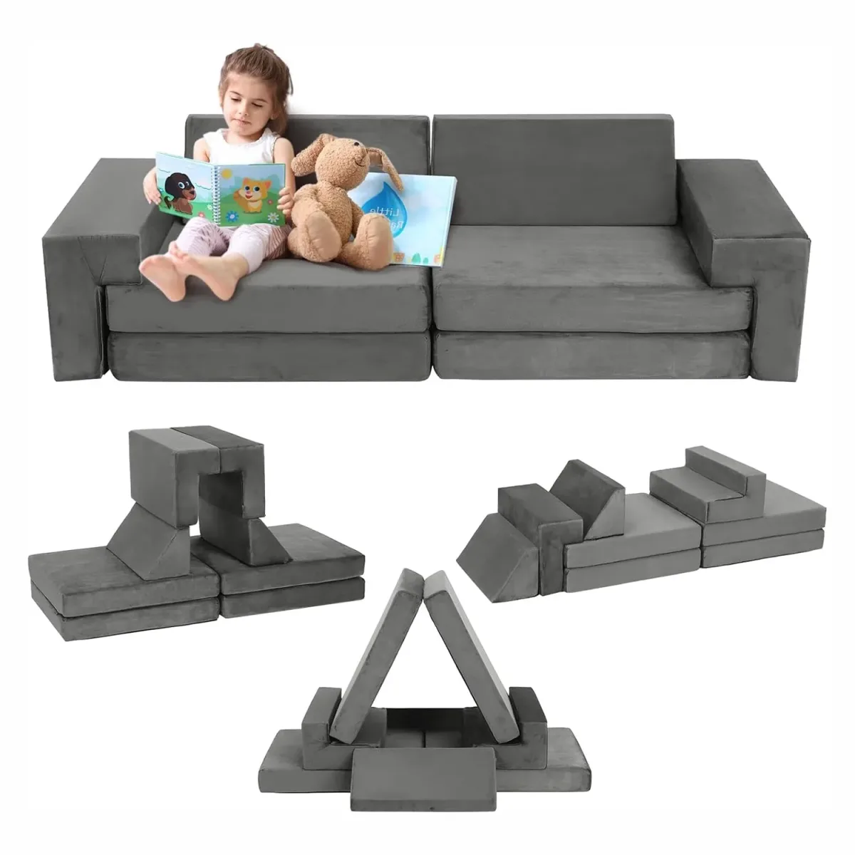 Canapé de jeu modulable enfant, 8 pièces