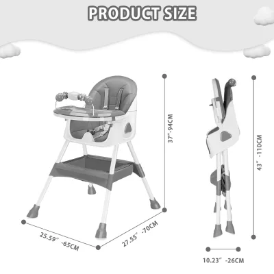 Chaise haute pliable bébé avec plateau repas – image 2