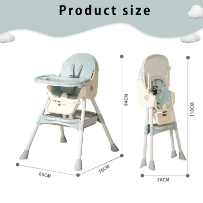Chaise haute pliable bébé en métal, double plateau – image 2