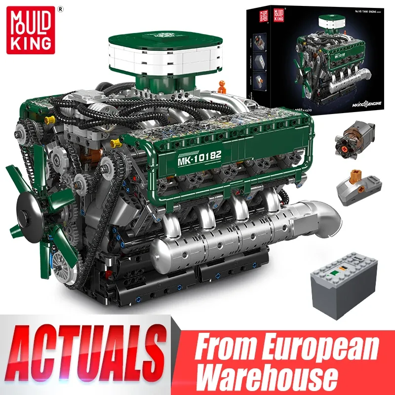 Maquette de moteur V8 motorisé en blocs