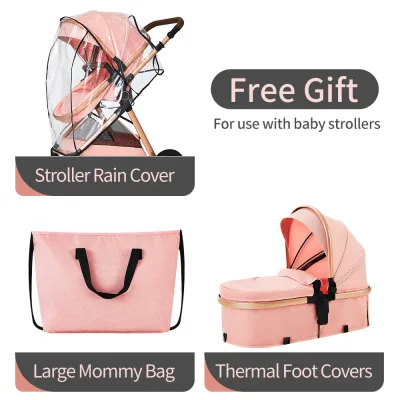 Poussette 3 en 1 pliable avec sac et housse de pluie – image 3