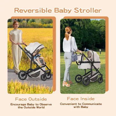 Poussette 3 en 1 pliante pour bébé, cadre aluminium – image 3