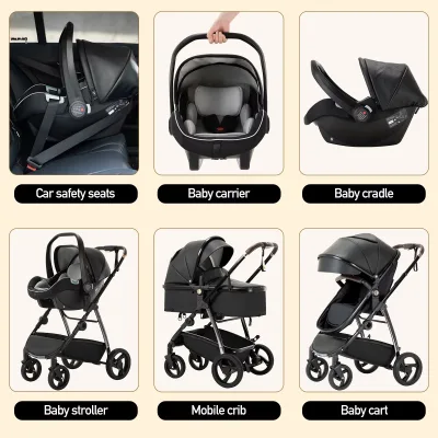 Poussette bébé 3 en 1 pliable avec nacelle – image 3