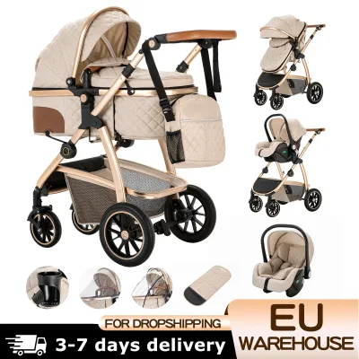 Poussette bébé 3 en 1 pliable en aluminium