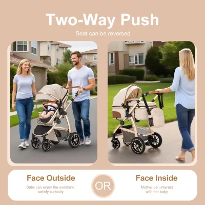 Poussette bébé 3 en 1 pliable en aluminium – image 2