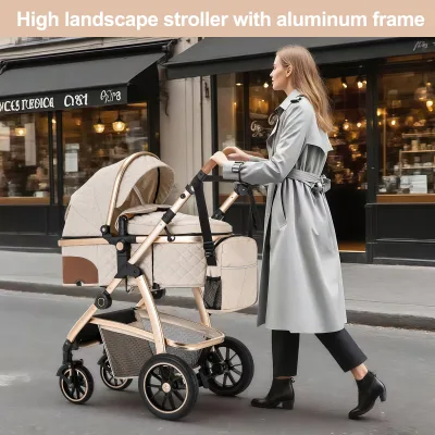 Poussette bébé 3 en 1 pliable en aluminium – image 3