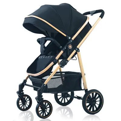Poussette pliable à quatre roues avec canopée