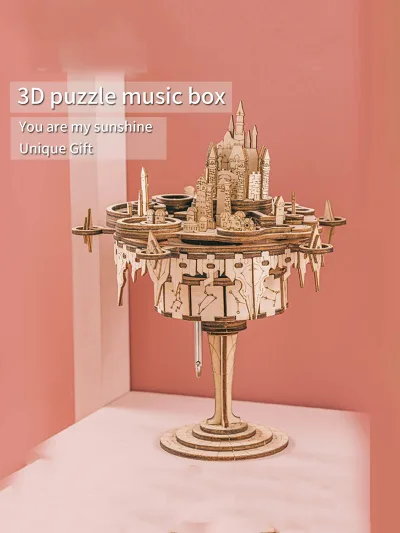 Puzzle 3D en bois château boîte à musique