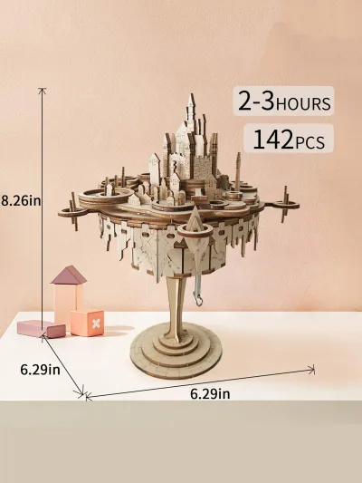 Puzzle 3D en bois château boîte à musique – image 2