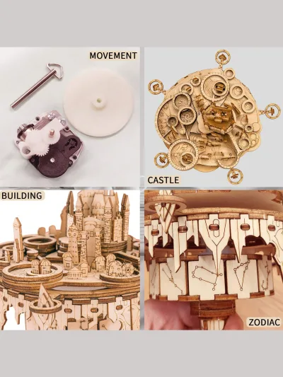 Puzzle 3D en bois château boîte à musique – image 3