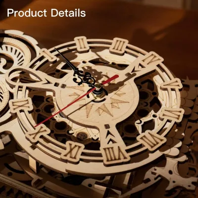 Puzzle 3D hibou en bois, horloge à construire – image 3