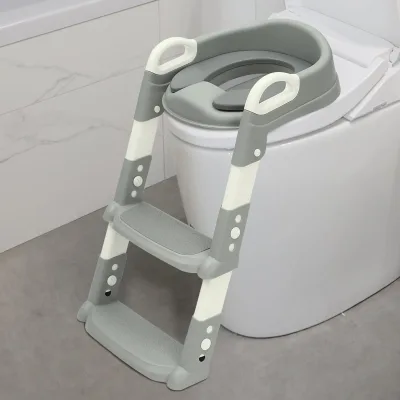 Réducteur de toilette pliant avec marches, gris