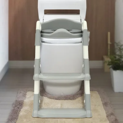 Réducteur de toilette pliant avec marches, gris – image 3