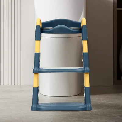 Siège de toilette pliable bleu avec marchepied – image 2