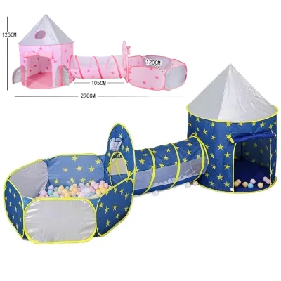 Tente de jeu étoiles avec piscine à balles et tunnel