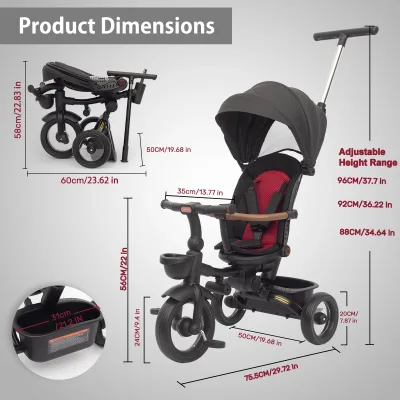 Tricycle évolutif pliable 7 en 1 pour bébé – image 2