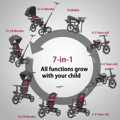 Tricycle évolutif pliable 7 en 1 pour bébé – image 3